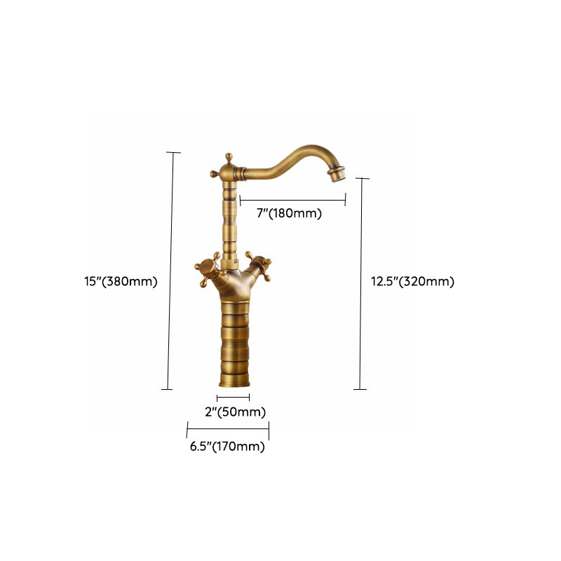 Traditional Kitchen Faucet Brass High Arc Gold Standard Kitchen Faucets with Double Handle Clearhalo 'Home Improvement' 'home_improvement' 'home_improvement_kitchen_faucets' 'Kitchen Faucets' 'Kitchen Remodel & Kitchen Fixtures' 'Kitchen Sinks & Faucet Components' 'kitchen_faucets' 7328849