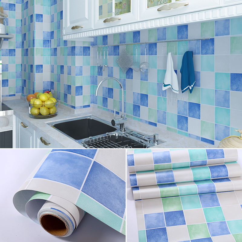 Colorful Mosaic Peel & Stick Tile Water-resistant Shower Wallpaper Blue Clearhalo 'Flooring 'Home Improvement' 'home_improvement' 'home_improvement_peel_stick_blacksplash' 'Peel & Stick Backsplash Tile' 'peel_stick_blacksplash' 'Walls & Ceilings' Walls and Ceiling' 7328913