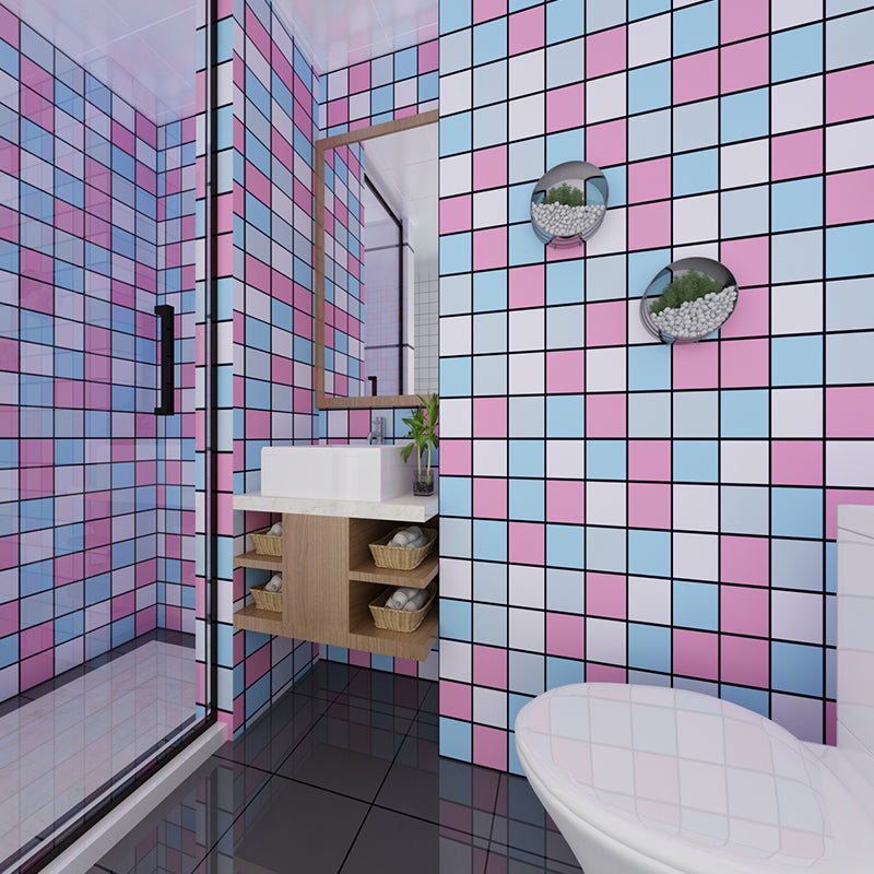 Colorful Mosaic Peel & Stick Tile Water-resistant Shower Wallpaper Purple/ Pink Clearhalo 'Flooring 'Home Improvement' 'home_improvement' 'home_improvement_peel_stick_blacksplash' 'Peel & Stick Backsplash Tile' 'peel_stick_blacksplash' 'Walls & Ceilings' Walls and Ceiling' 7328921