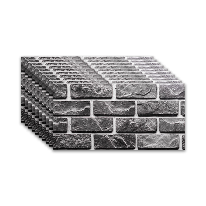 Brick Joint Peel & Stick Tile 12" x 24" Rectangular PVC Wallpaper Black-Gray Clearhalo 'Flooring 'Home Improvement' 'home_improvement' 'home_improvement_peel_stick_blacksplash' 'Peel & Stick Backsplash Tile' 'peel_stick_blacksplash' 'Walls & Ceilings' Walls and Ceiling' 7328961