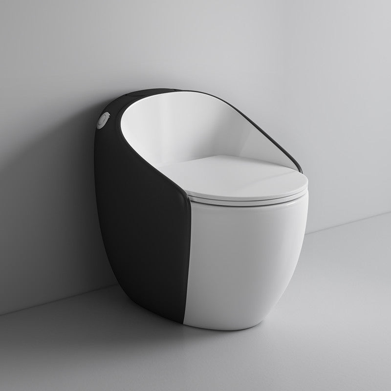 Modern Floor Mount Flush Toilet Ceramic Siphon Jet Urine Toilet with Seat for Bathroom Black Clearhalo 'Bathroom Remodel & Bathroom Fixtures' 'Home Improvement' 'home_improvement' 'home_improvement_toilets' 'Toilets & Bidets' 'Toilets' 7329114