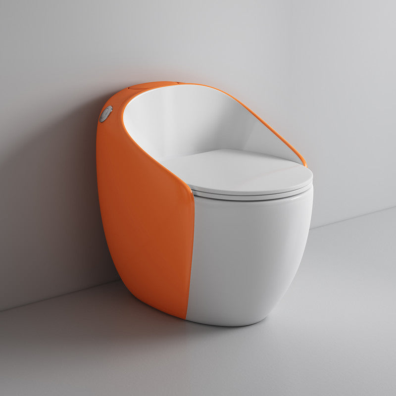Modern Floor Mount Flush Toilet Ceramic Siphon Jet Urine Toilet with Seat for Bathroom Orange Clearhalo 'Bathroom Remodel & Bathroom Fixtures' 'Home Improvement' 'home_improvement' 'home_improvement_toilets' 'Toilets & Bidets' 'Toilets' 7329115