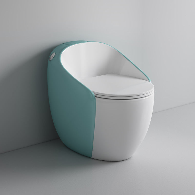 Modern Floor Mount Flush Toilet Ceramic Siphon Jet Urine Toilet with Seat for Bathroom Green Clearhalo 'Bathroom Remodel & Bathroom Fixtures' 'Home Improvement' 'home_improvement' 'home_improvement_toilets' 'Toilets & Bidets' 'Toilets' 7329128