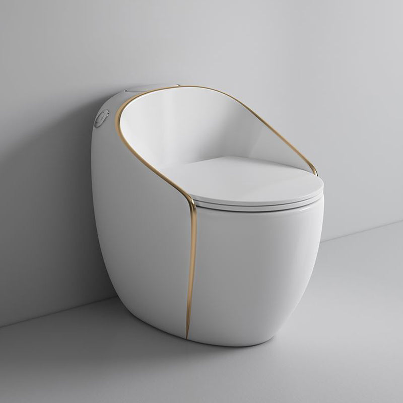 Contemporary Floor Mounted Toilet Seat Included Urine Toilet for Bathroom White/ Gold Clearhalo 'Bathroom Remodel & Bathroom Fixtures' 'Home Improvement' 'home_improvement' 'home_improvement_toilets' 'Toilets & Bidets' 'Toilets' 7329141