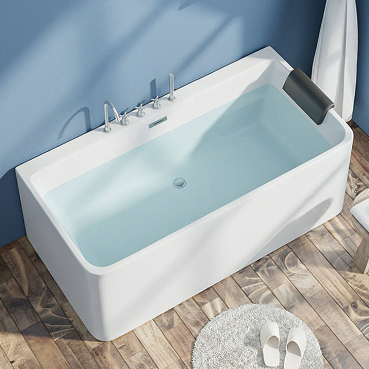 Modern Antique Finish Soaking Bathtub Rectangular Back to Wall Tub Tub with Silver 5-Piece Set Clearhalo 'Bathroom Remodel & Bathroom Fixtures' 'Bathtubs' 'Home Improvement' 'home_improvement' 'home_improvement_bathtubs' 'Showers & Bathtubs' 7329177
