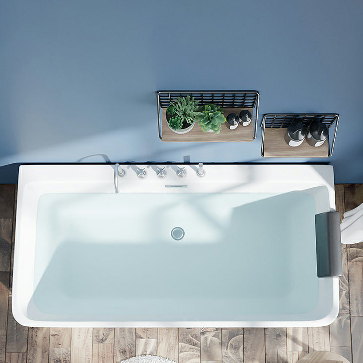 Modern Antique Finish Soaking Bathtub Rectangular Back to Wall Tub 55"L x 30"W x 24"H Tub with Silver 5-Piece Set Clearhalo 'Bathroom Remodel & Bathroom Fixtures' 'Bathtubs' 'Home Improvement' 'home_improvement' 'home_improvement_bathtubs' 'Showers & Bathtubs' 7329182