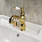 Traditional Wide Spread Bathroom Faucet Lever Handles Centerset Lavatory Faucet Gold Clearhalo 'Bathroom Remodel & Bathroom Fixtures' 'Bathroom Sink Faucets' 'Bathroom Sinks & Faucet Components' 'bathroom_sink_faucets' 'Home Improvement' 'home_improvement' 'home_improvement_bathroom_sink_faucets' 7329559