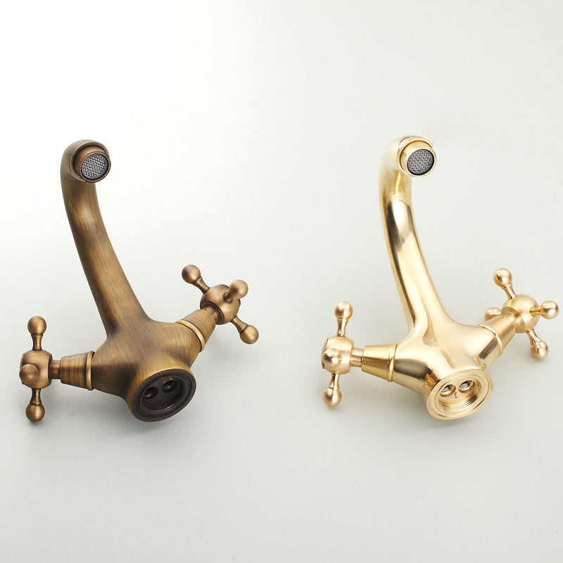 Vintage Wide Spread Bathroom Faucet Industrial Cross Handles Lavatory Faucet Clearhalo 'Bathroom Remodel & Bathroom Fixtures' 'Bathroom Sink Faucets' 'Bathroom Sinks & Faucet Components' 'bathroom_sink_faucets' 'Home Improvement' 'home_improvement' 'home_improvement_bathroom_sink_faucets' 7329594