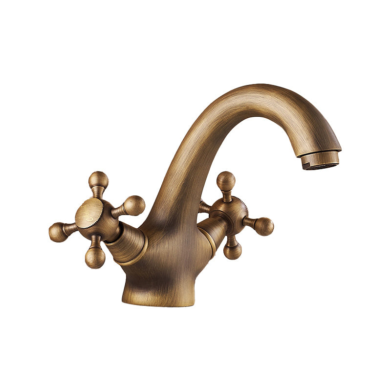 Vintage Wide Spread Bathroom Faucet Industrial Cross Handles Lavatory Faucet Clearhalo 'Bathroom Remodel & Bathroom Fixtures' 'Bathroom Sink Faucets' 'Bathroom Sinks & Faucet Components' 'bathroom_sink_faucets' 'Home Improvement' 'home_improvement' 'home_improvement_bathroom_sink_faucets' 7329595