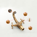 Vintage Wide Spread Bathroom Faucet Industrial Cross Handles Lavatory Faucet Clearhalo 'Bathroom Remodel & Bathroom Fixtures' 'Bathroom Sink Faucets' 'Bathroom Sinks & Faucet Components' 'bathroom_sink_faucets' 'Home Improvement' 'home_improvement' 'home_improvement_bathroom_sink_faucets' 7329597
