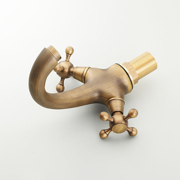 Vintage Wide Spread Bathroom Faucet Industrial Cross Handles Lavatory Faucet Clearhalo 'Bathroom Remodel & Bathroom Fixtures' 'Bathroom Sink Faucets' 'Bathroom Sinks & Faucet Components' 'bathroom_sink_faucets' 'Home Improvement' 'home_improvement' 'home_improvement_bathroom_sink_faucets' 7329598