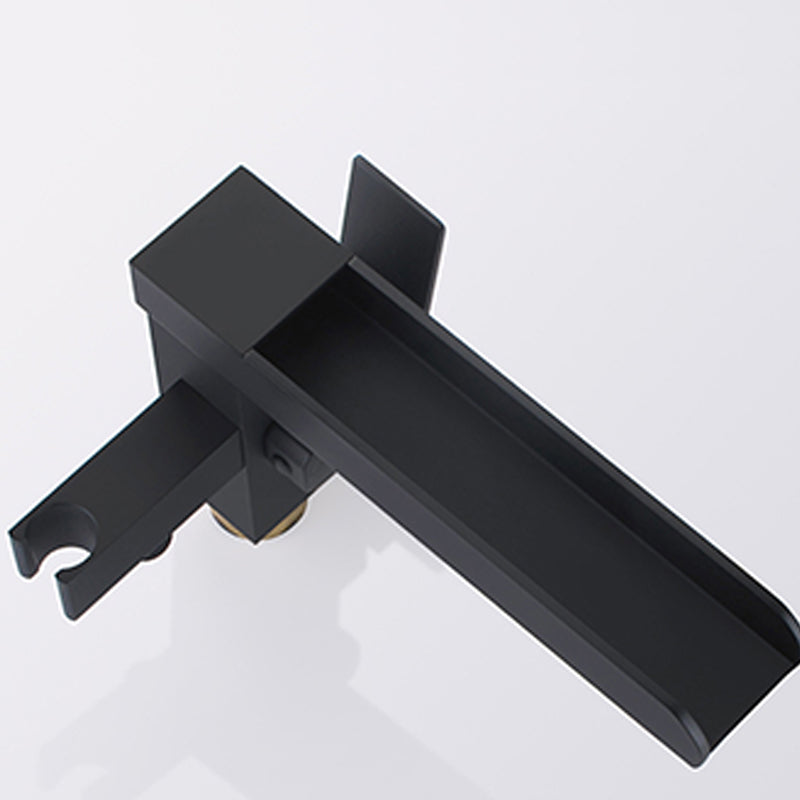 Modern Freestanding Tub Filler Trim Brass Floor Mounted with Handles Tub Faucet Clearhalo 'Bathroom Remodel & Bathroom Fixtures' 'Bathtub Faucets' 'bathtub_faucets' 'Home Improvement' 'home_improvement' 'home_improvement_bathtub_faucets' 7329612