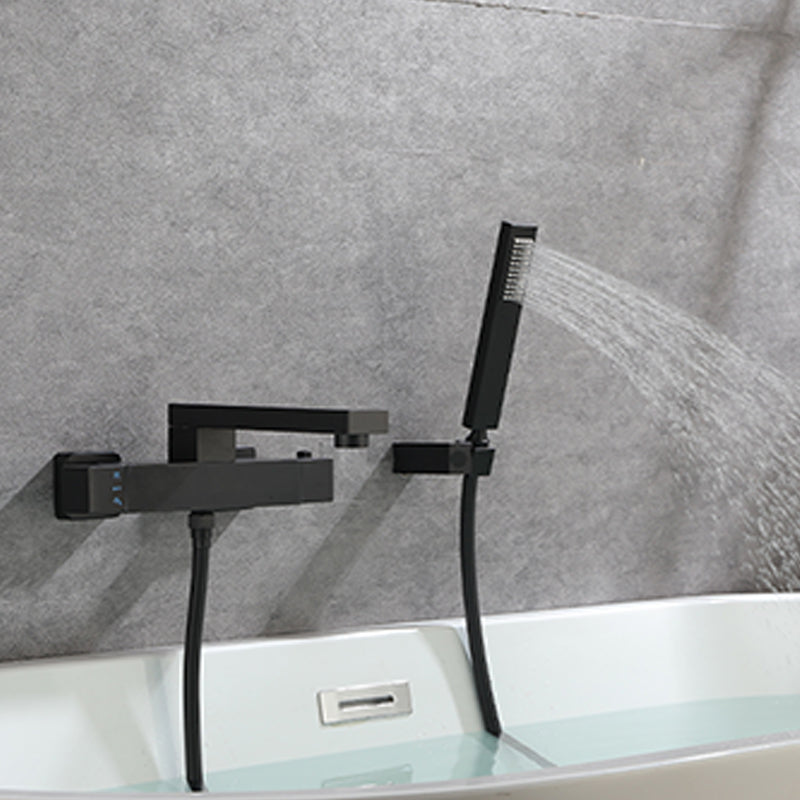 Modern Tub Spout Trim Brass Wall Mounted with Hand Shower Tub Faucet Clearhalo 'Bathroom Remodel & Bathroom Fixtures' 'Bathtub Faucets' 'bathtub_faucets' 'Home Improvement' 'home_improvement' 'home_improvement_bathtub_faucets' 7329639