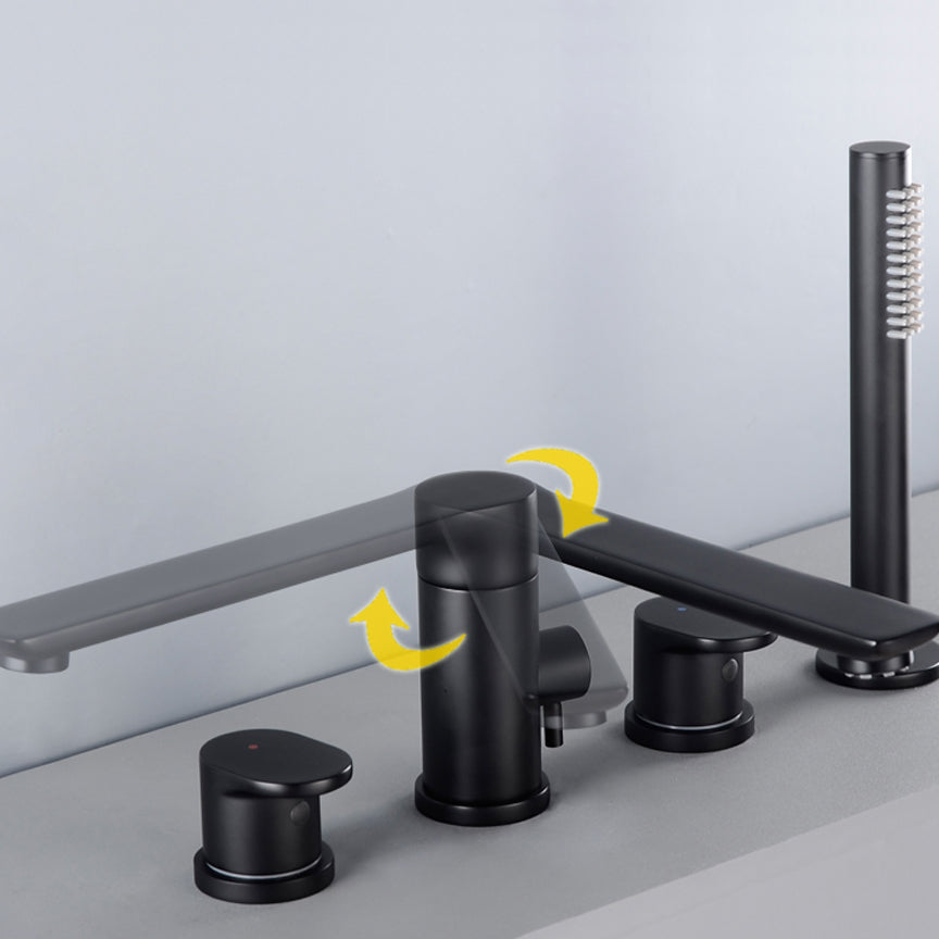 Modern Roman Tub Trim Brass Deck-Mount with Handshower Roman Bathtub Faucet Clearhalo 'Bathroom Remodel & Bathroom Fixtures' 'Bathtub Faucets' 'bathtub_faucets' 'Home Improvement' 'home_improvement' 'home_improvement_bathtub_faucets' 7329645