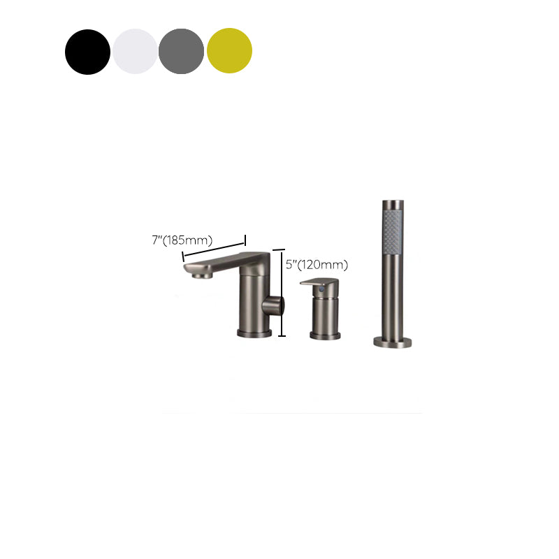 Modern Roman Tub Trim Brass Deck-Mount with Handshower Roman Bathtub Faucet Clearhalo 'Bathroom Remodel & Bathroom Fixtures' 'Bathtub Faucets' 'bathtub_faucets' 'Home Improvement' 'home_improvement' 'home_improvement_bathtub_faucets' 7329655