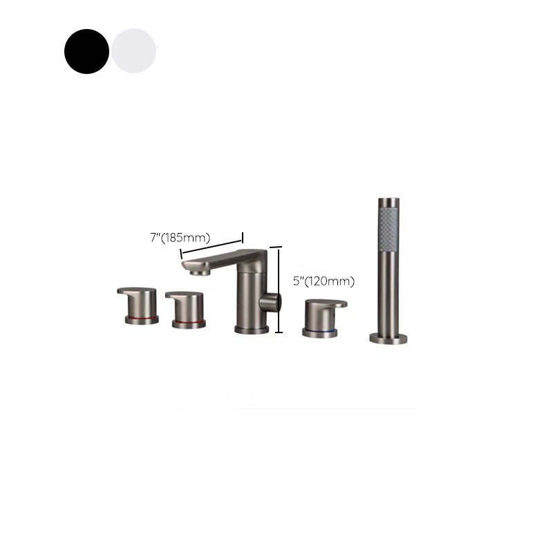 Modern Roman Tub Trim Brass Deck-Mount with Handshower Roman Bathtub Faucet Clearhalo 'Bathroom Remodel & Bathroom Fixtures' 'Bathtub Faucets' 'bathtub_faucets' 'Home Improvement' 'home_improvement' 'home_improvement_bathtub_faucets' 7329657