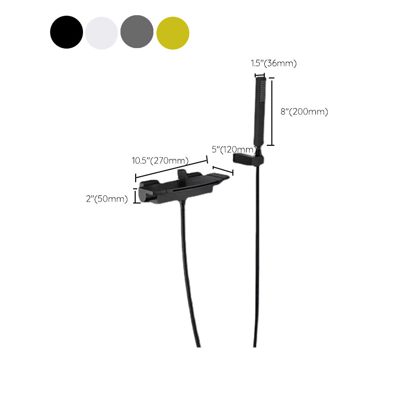Modern Tub Faucet Copper Wall Mounted with Hose Bathroom Faucet Clearhalo 'Bathroom Remodel & Bathroom Fixtures' 'Bathtub Faucets' 'bathtub_faucets' 'Home Improvement' 'home_improvement' 'home_improvement_bathtub_faucets' 7329679