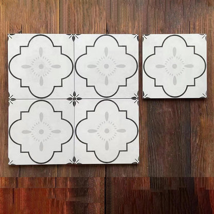 Square Ceramic Matte Straight Edge Singular Tile Spanish Bathroom Floor Black White Clearhalo 'Floor Tiles & Wall Tiles' 'floor_tiles_wall_tiles' 'Flooring 'Home Improvement' 'home_improvement' 'home_improvement_floor_tiles_wall_tiles' Walls and Ceiling' 7329735