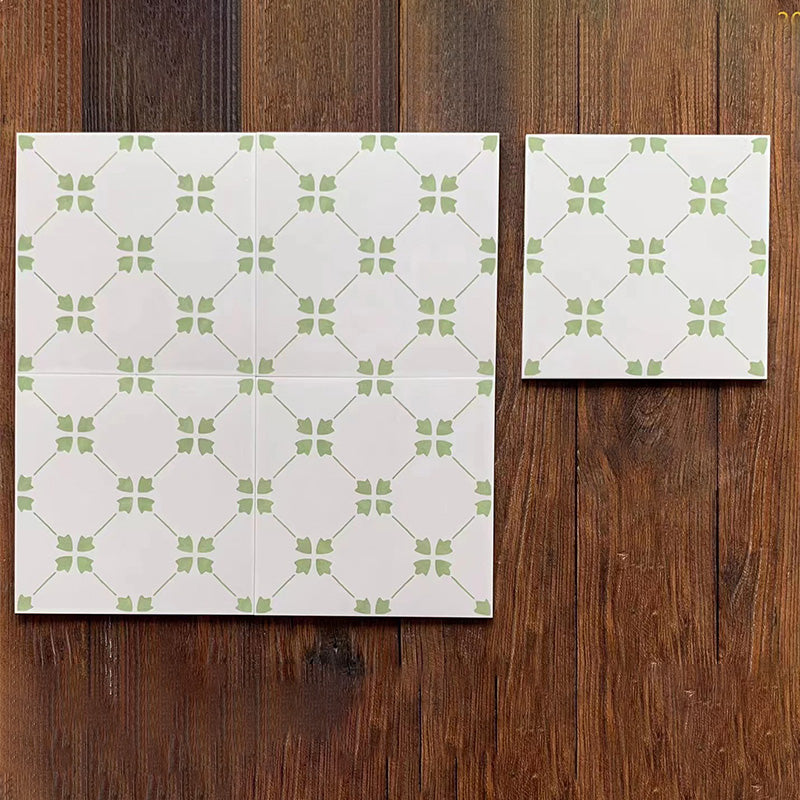 Square Ceramic Matte Straight Edge Singular Tile Spanish Bathroom Floor White-Green Clearhalo 'Floor Tiles & Wall Tiles' 'floor_tiles_wall_tiles' 'Flooring 'Home Improvement' 'home_improvement' 'home_improvement_floor_tiles_wall_tiles' Walls and Ceiling' 7329745