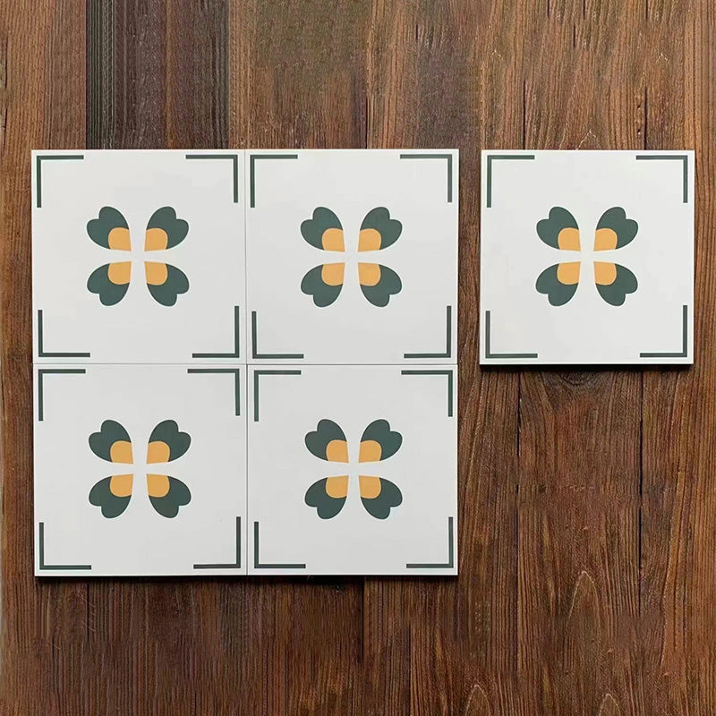 Square Ceramic Matte Straight Edge Singular Tile Spanish Bathroom Floor Yellow White Clearhalo 'Floor Tiles & Wall Tiles' 'floor_tiles_wall_tiles' 'Flooring 'Home Improvement' 'home_improvement' 'home_improvement_floor_tiles_wall_tiles' Walls and Ceiling' 7329746