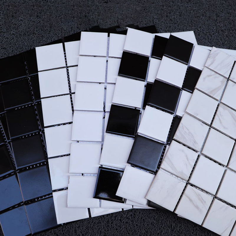Black and White Wall Tile Mixed Material Mosaic Sheet Wall & Floor Tile Clearhalo 'Floor Tiles & Wall Tiles' 'floor_tiles_wall_tiles' 'Flooring 'Home Improvement' 'home_improvement' 'home_improvement_floor_tiles_wall_tiles' Walls and Ceiling' 7329753