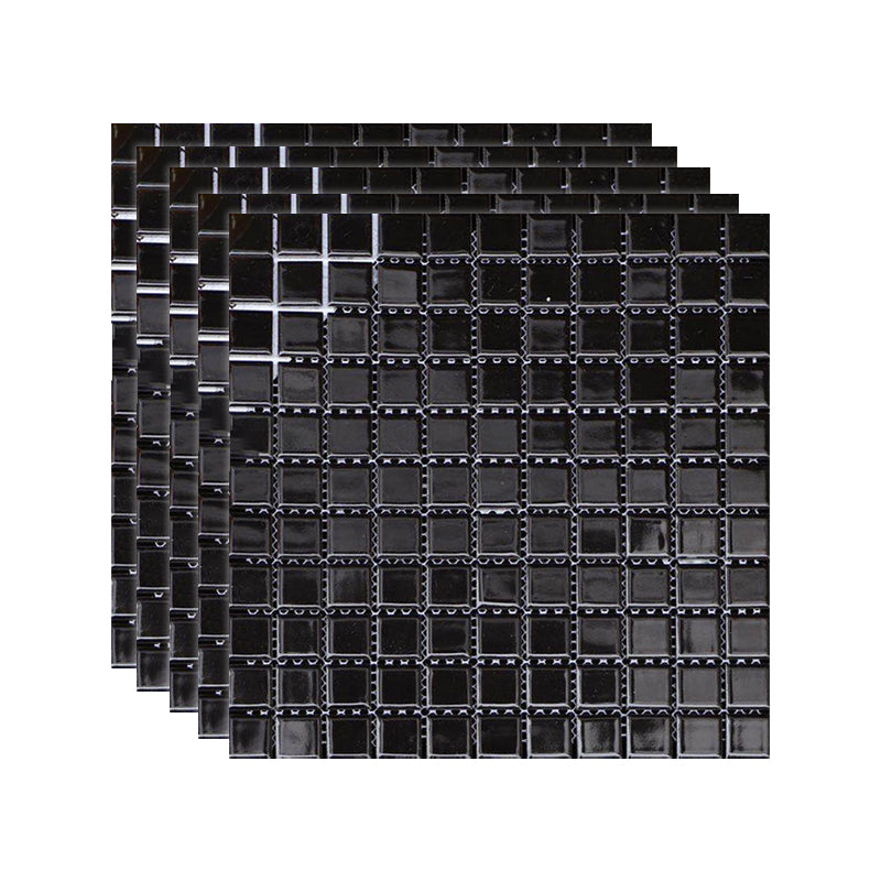 Black and White Wall Tile Mixed Material Mosaic Sheet Wall & Floor Tile Gloss Black 22 Pieces Glossy / Polished Clearhalo 'Floor Tiles & Wall Tiles' 'floor_tiles_wall_tiles' 'Flooring 'Home Improvement' 'home_improvement' 'home_improvement_floor_tiles_wall_tiles' Walls and Ceiling' 7329754