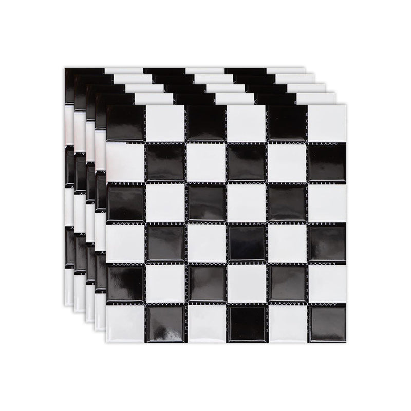 Black and White Wall Tile Mixed Material Mosaic Sheet Wall & Floor Tile Black White Glossy / Polished Clearhalo 'Floor Tiles & Wall Tiles' 'floor_tiles_wall_tiles' 'Flooring 'Home Improvement' 'home_improvement' 'home_improvement_floor_tiles_wall_tiles' Walls and Ceiling' 7329772