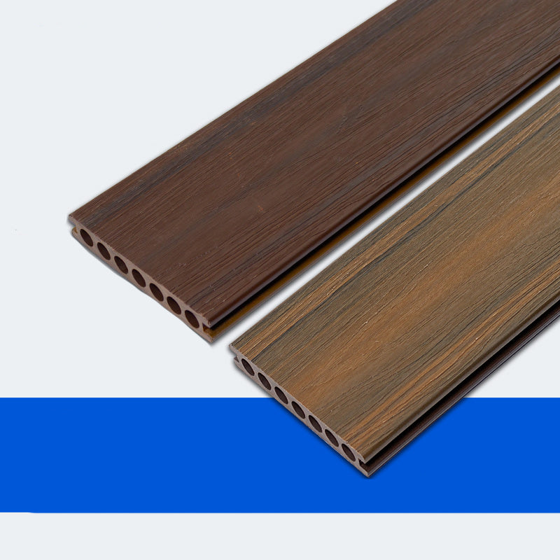 WPC Outdoor Flooring Rectangle Modern Style Waterproof Nail Flooring Dark Brown Co-Extrusion Clearhalo 'Flooring 'Hardwood Flooring' 'hardwood_flooring' 'Home Improvement' 'home_improvement' 'home_improvement_hardwood_flooring' Walls and Ceiling' 7329914