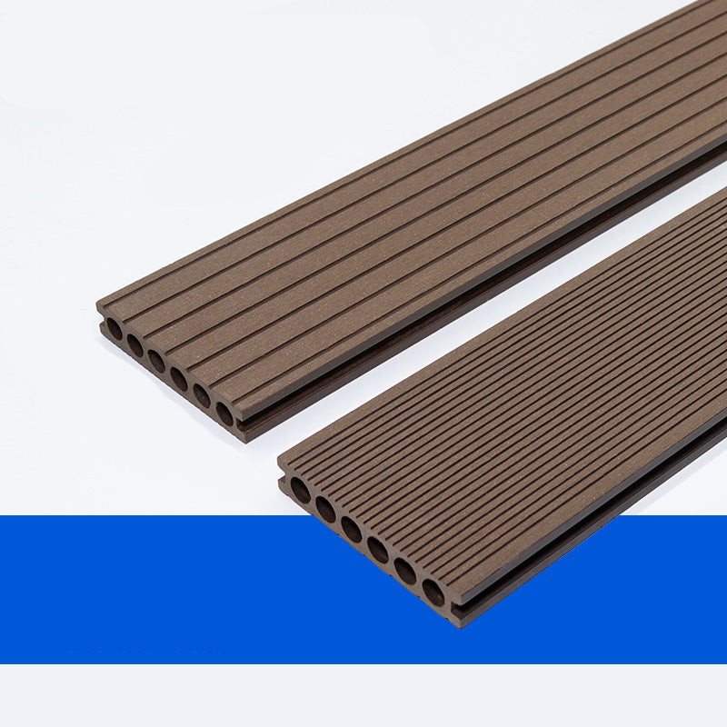 WPC Outdoor Flooring Rectangle Modern Style Waterproof Nail Flooring Coffee Vertical Grain Clearhalo 'Flooring 'Hardwood Flooring' 'hardwood_flooring' 'Home Improvement' 'home_improvement' 'home_improvement_hardwood_flooring' Walls and Ceiling' 7329919