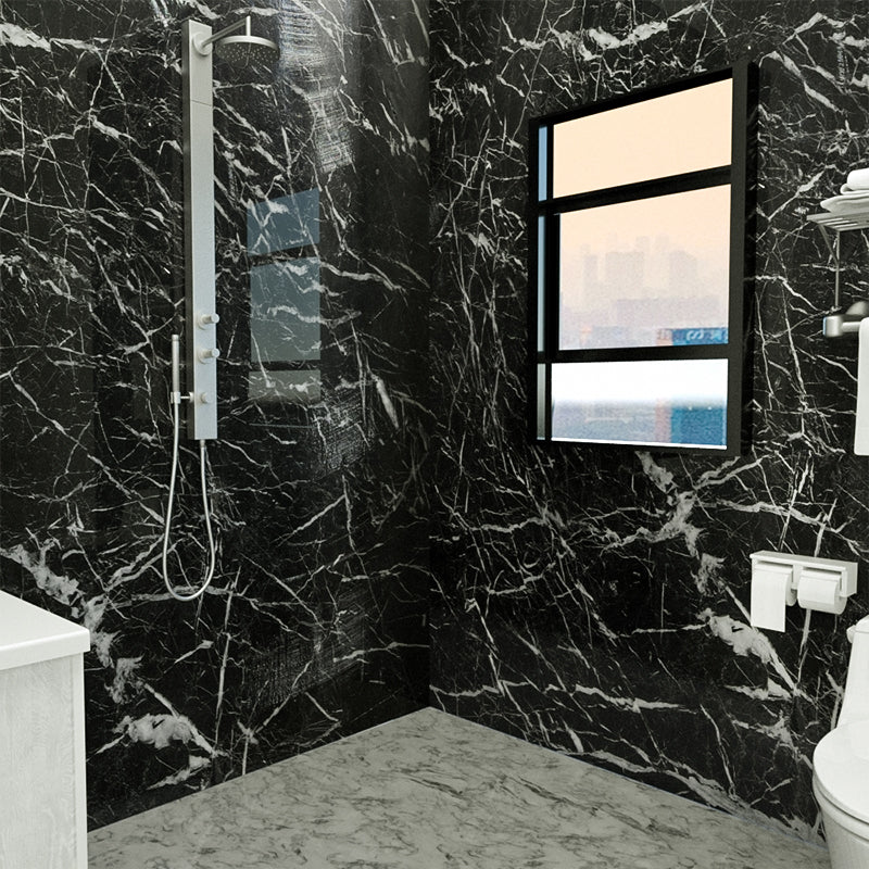 Marbling Water-resistant Tile PVC Singular Peel & Stick Tile for Bathroom Backsplash Black 394"L x 20"W x 0"H Clearhalo 'Flooring 'Home Improvement' 'home_improvement' 'home_improvement_peel_stick_blacksplash' 'Peel & Stick Backsplash Tile' 'peel_stick_blacksplash' 'Walls & Ceilings' Walls and Ceiling' 7329967