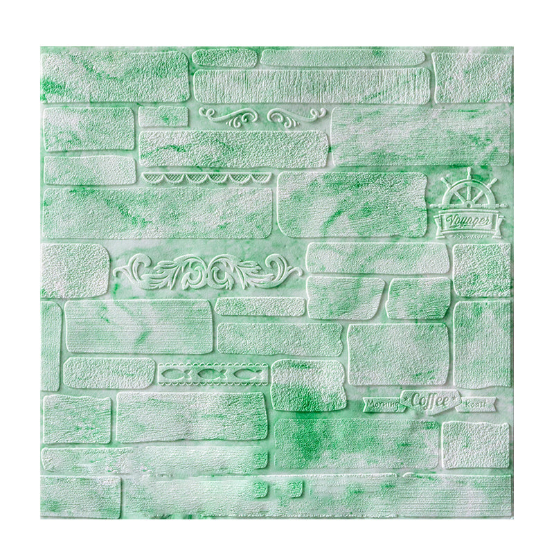 Modern Wall Paneling Peel and Stick Brick 3D Print Waterproof Wall Panel Green Clearhalo 'Flooring 'Home Improvement' 'home_improvement' 'home_improvement_wall_paneling' 'Wall Paneling' 'wall_paneling' 'Walls & Ceilings' Walls and Ceiling' 7330038