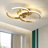 Acrylic Dual C-Shape Flushmount Minimalist LED Gold Flush Mount Ceiling Light for Bedroom Gold Clearhalo 'Ceiling Lights' 'Close To Ceiling Lights' 'Close to ceiling' 'Flush mount' Lighting' 733033