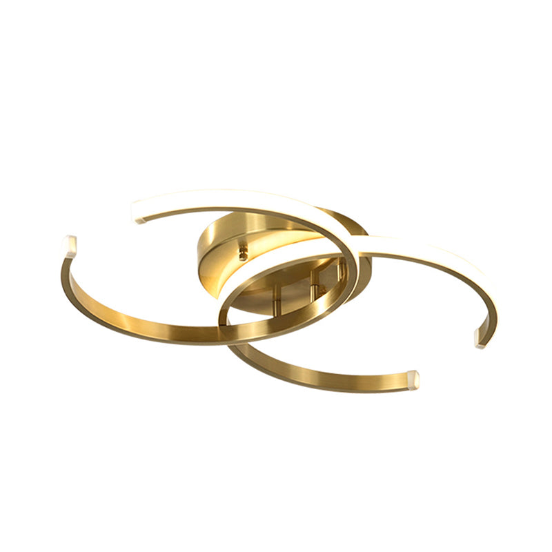 Acrylic Dual C-Shape Flushmount Minimalist LED Gold Flush Mount Ceiling Light for Bedroom Clearhalo 'Ceiling Lights' 'Close To Ceiling Lights' 'Close to ceiling' 'Flush mount' Lighting' 733036