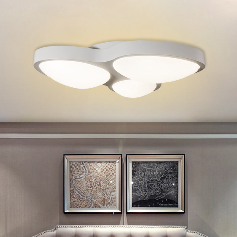 White Oval Ceiling Mounted Fixture Modernist 3 Lights Metallic LED Flushmount Lamp for Bedroom Clearhalo 'Ceiling Lights' 'Close To Ceiling Lights' 'Close to ceiling' 'Flush mount' Lighting' 733044