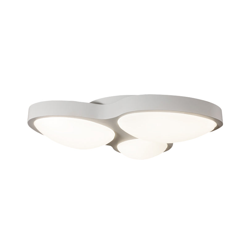 White Oval Ceiling Mounted Fixture Modernist 3 Lights Metallic LED Flushmount Lamp for Bedroom Clearhalo 'Ceiling Lights' 'Close To Ceiling Lights' 'Close to ceiling' 'Flush mount' Lighting' 733045