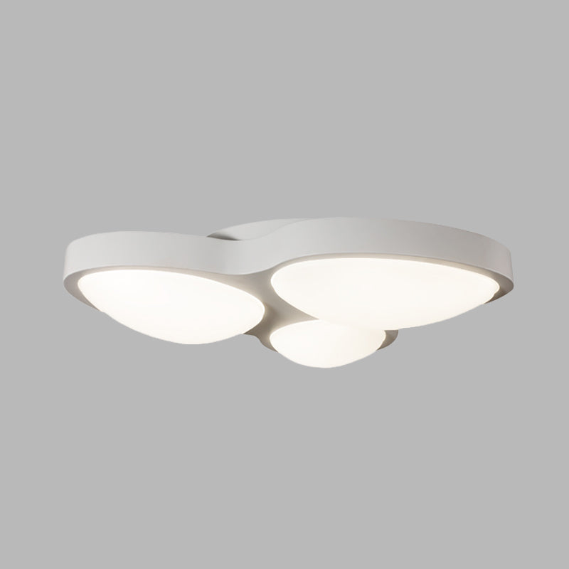 White Oval Ceiling Mounted Fixture Modernist 3 Lights Metallic LED Flushmount Lamp for Bedroom Clearhalo 'Ceiling Lights' 'Close To Ceiling Lights' 'Close to ceiling' 'Flush mount' Lighting' 733046