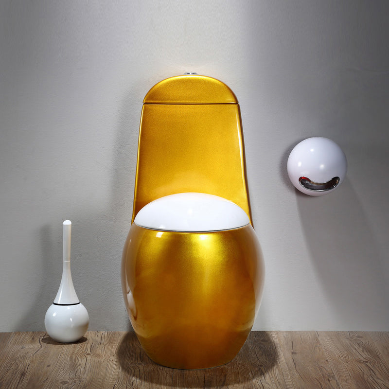 Modern Floor Mount Flush Toilet Ceramic Siphon Jet Urine Toilet for Bathroom Gold Clearhalo 'Bathroom Remodel & Bathroom Fixtures' 'Home Improvement' 'home_improvement' 'home_improvement_toilets' 'Toilets & Bidets' 'Toilets' 7330462