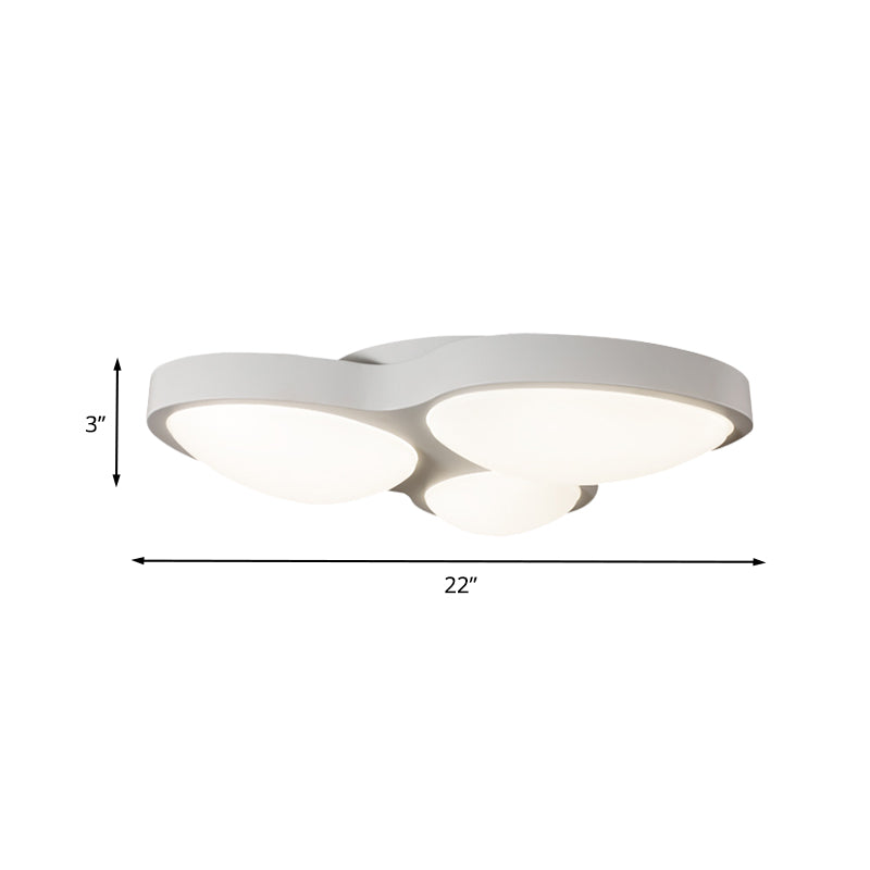 White Oval Ceiling Mounted Fixture Modernist 3 Lights Metallic LED Flushmount Lamp for Bedroom Clearhalo 'Ceiling Lights' 'Close To Ceiling Lights' 'Close to ceiling' 'Flush mount' Lighting' 733047