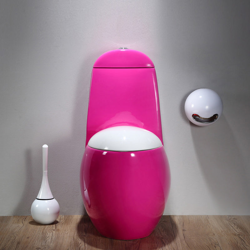 Modern Floor Mount Flush Toilet Ceramic Siphon Jet Urine Toilet for Bathroom Rose Red Clearhalo 'Bathroom Remodel & Bathroom Fixtures' 'Home Improvement' 'home_improvement' 'home_improvement_toilets' 'Toilets & Bidets' 'Toilets' 7330470