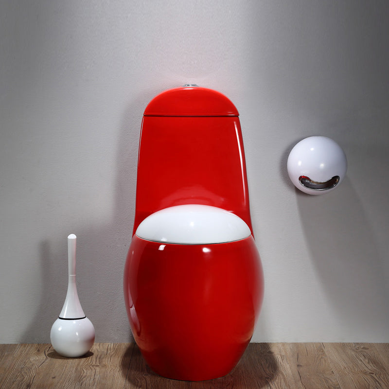 Modern Floor Mount Flush Toilet Ceramic Siphon Jet Urine Toilet for Bathroom Red Clearhalo 'Bathroom Remodel & Bathroom Fixtures' 'Home Improvement' 'home_improvement' 'home_improvement_toilets' 'Toilets & Bidets' 'Toilets' 7330473