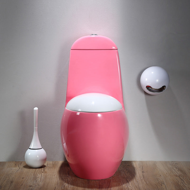 Modern Floor Mount Flush Toilet Ceramic Siphon Jet Urine Toilet for Bathroom Pink Clearhalo 'Bathroom Remodel & Bathroom Fixtures' 'Home Improvement' 'home_improvement' 'home_improvement_toilets' 'Toilets & Bidets' 'Toilets' 7330482