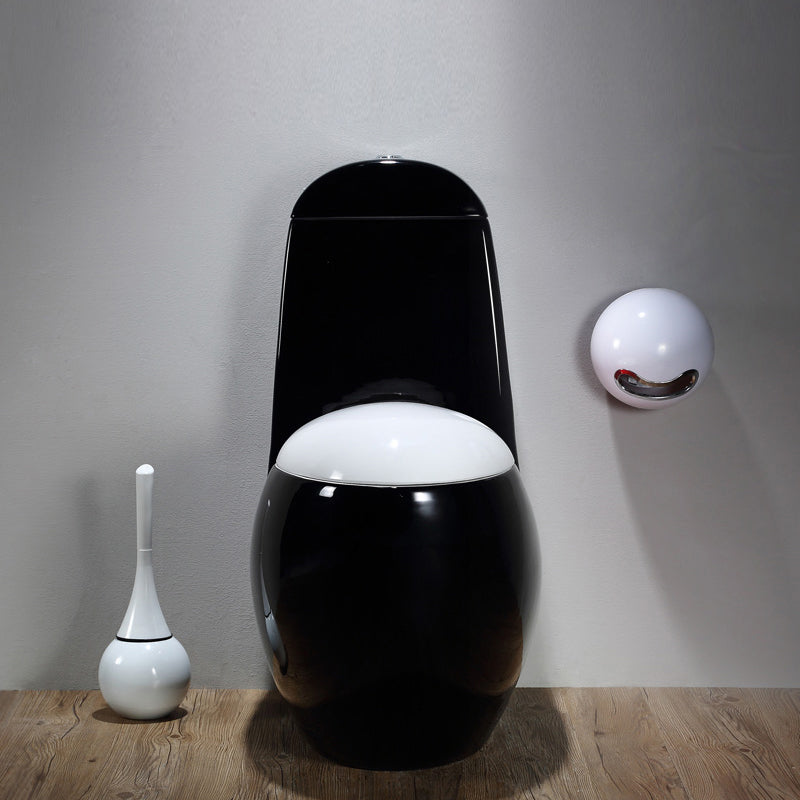 Modern Floor Mount Flush Toilet Ceramic Siphon Jet Urine Toilet for Bathroom Black Clearhalo 'Bathroom Remodel & Bathroom Fixtures' 'Home Improvement' 'home_improvement' 'home_improvement_toilets' 'Toilets & Bidets' 'Toilets' 7330483