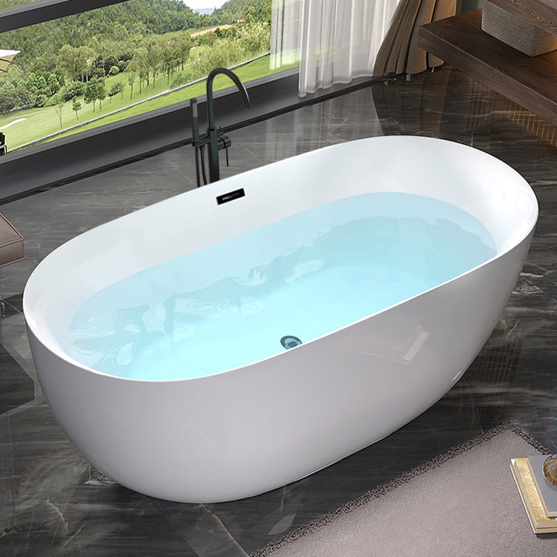 Modern Antique Finish Bathtub Stand Alone Soaking Oval Bath Tub Black Tub with Freestanding Tub Fillers Clearhalo 'Bathroom Remodel & Bathroom Fixtures' 'Bathtubs' 'Home Improvement' 'home_improvement' 'home_improvement_bathtubs' 'Showers & Bathtubs' 7330529