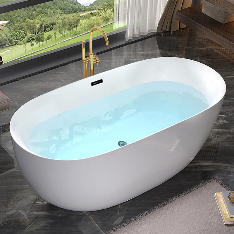Modern Antique Finish Bathtub Stand Alone Soaking Oval Bath Tub Gold Tub with Freestanding Tub Fillers Clearhalo 'Bathroom Remodel & Bathroom Fixtures' 'Bathtubs' 'Home Improvement' 'home_improvement' 'home_improvement_bathtubs' 'Showers & Bathtubs' 7330531