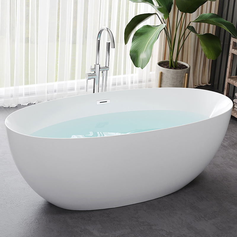 Acrylic Oval Bathtub Soaking White Modern Center Freestanding Bath Silver Tub with Freestanding Tub Fillers Clearhalo 'Bathroom Remodel & Bathroom Fixtures' 'Bathtubs' 'Home Improvement' 'home_improvement' 'home_improvement_bathtubs' 'Showers & Bathtubs' 7330553