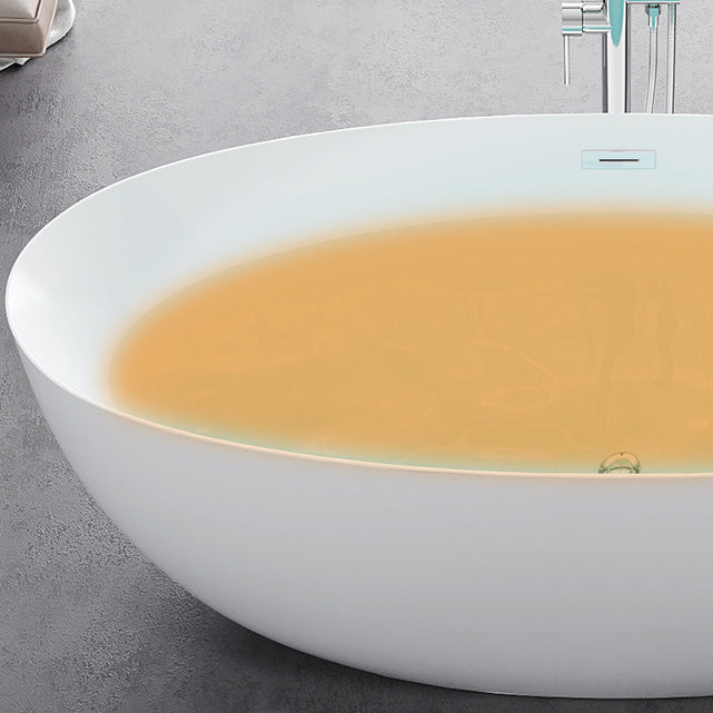 Acrylic Oval Bathtub Soaking White Modern Center Freestanding Bath Clearhalo 'Bathroom Remodel & Bathroom Fixtures' 'Bathtubs' 'Home Improvement' 'home_improvement' 'home_improvement_bathtubs' 'Showers & Bathtubs' 7330560