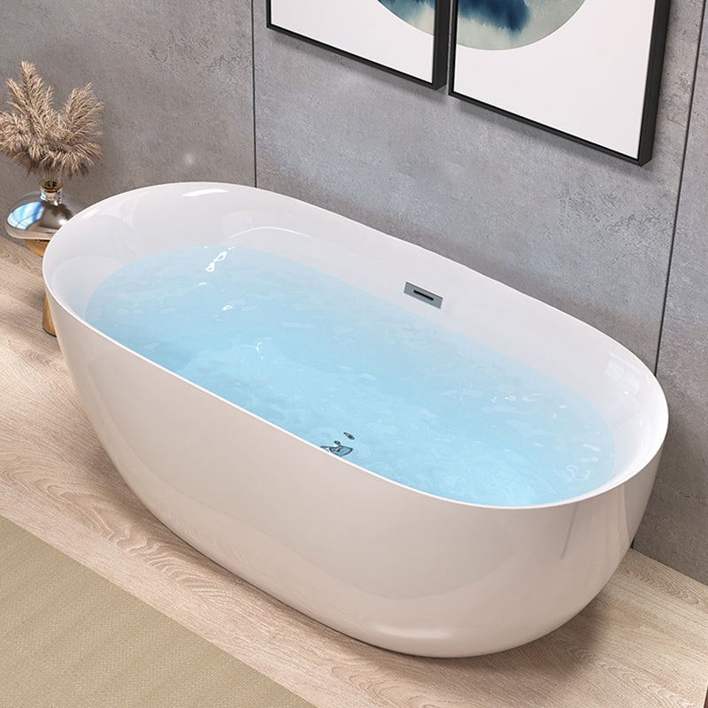 Antique Finish Stand Alone Bath Modern Oval Soaking Bath Tub White 63"L x 29.5"W x 24"H Tub Clearhalo 'Bathroom Remodel & Bathroom Fixtures' 'Bathtubs' 'Home Improvement' 'home_improvement' 'home_improvement_bathtubs' 'Showers & Bathtubs' 7330576