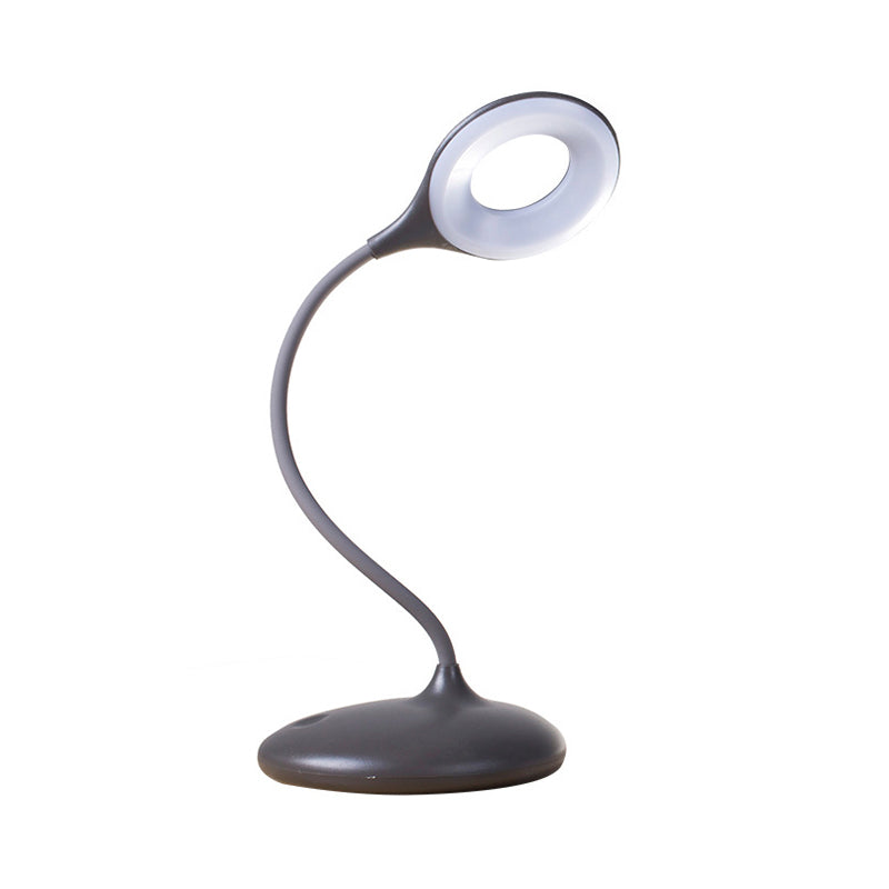 Brown/White Circle Shade Adjustable Table Light Contemporary LED Desk Lamp for Study Clearhalo 'Desk Lamps' 'Lamps' Lighting' 733096