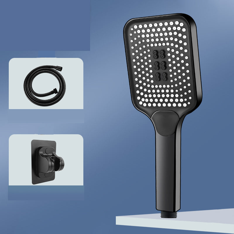 Modern Rectangular Hand Shower in Black 3 Sprays Wall-Mount Hand Shower Black Shower Heads & Hose & Wall pedestal Clearhalo 'Bathroom Remodel & Bathroom Fixtures' 'Home Improvement' 'home_improvement' 'home_improvement_shower_heads' 'Shower Heads' 'shower_heads' 'Showers & Bathtubs Plumbing' 'Showers & Bathtubs' 7331011