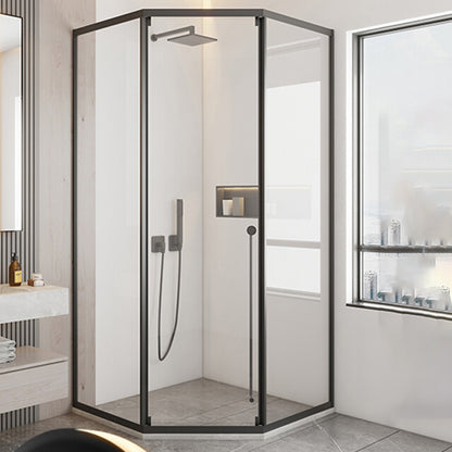 Framed Single Sliding Shower Doors Transparent Shower Bath Door Black Left Clearhalo 'Bathroom Remodel & Bathroom Fixtures' 'Home Improvement' 'home_improvement' 'home_improvement_shower_tub_doors' 'Shower and Tub Doors' 'shower_tub_doors' 'Showers & Bathtubs' 7331718